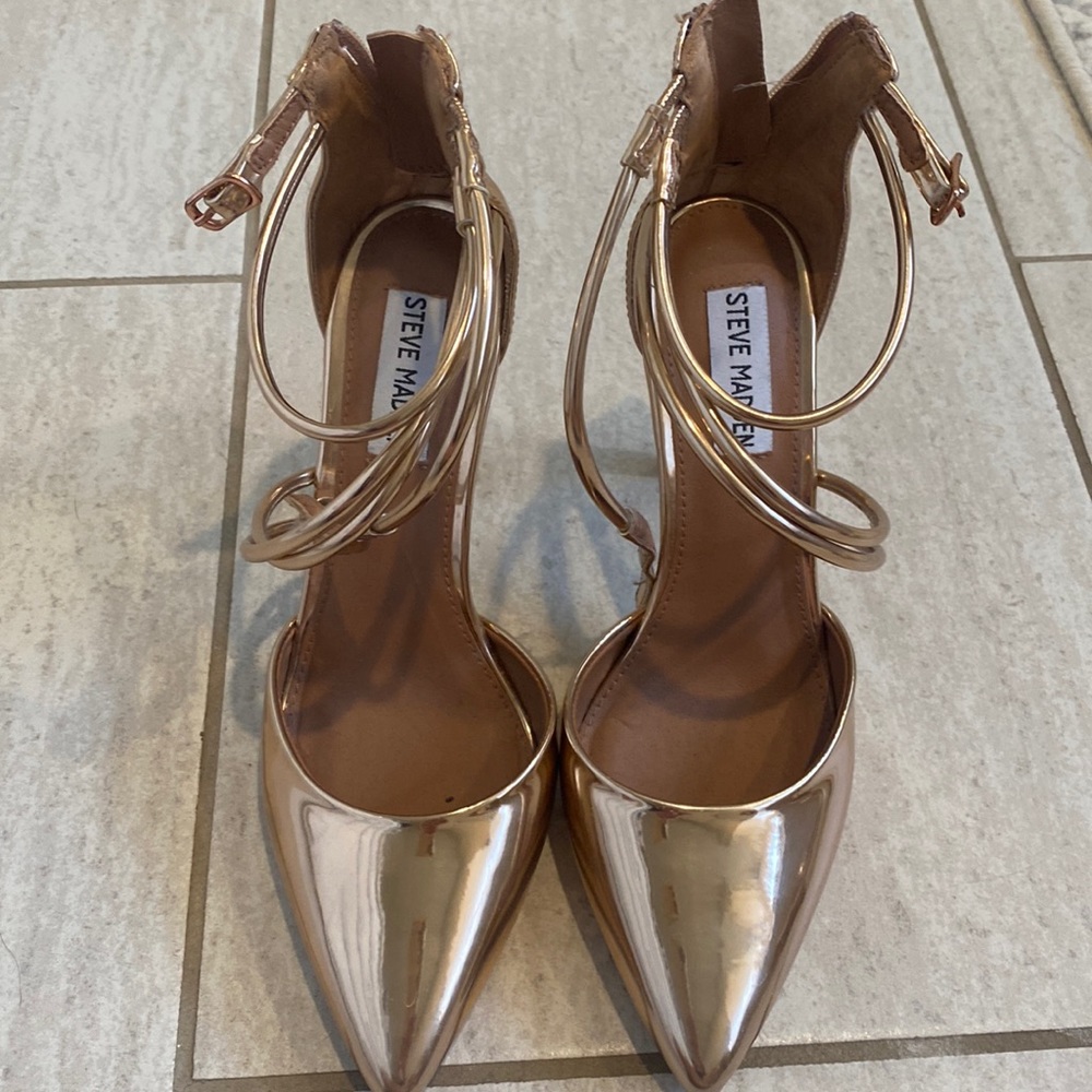 Steve Madden, rose gold heels size 8.